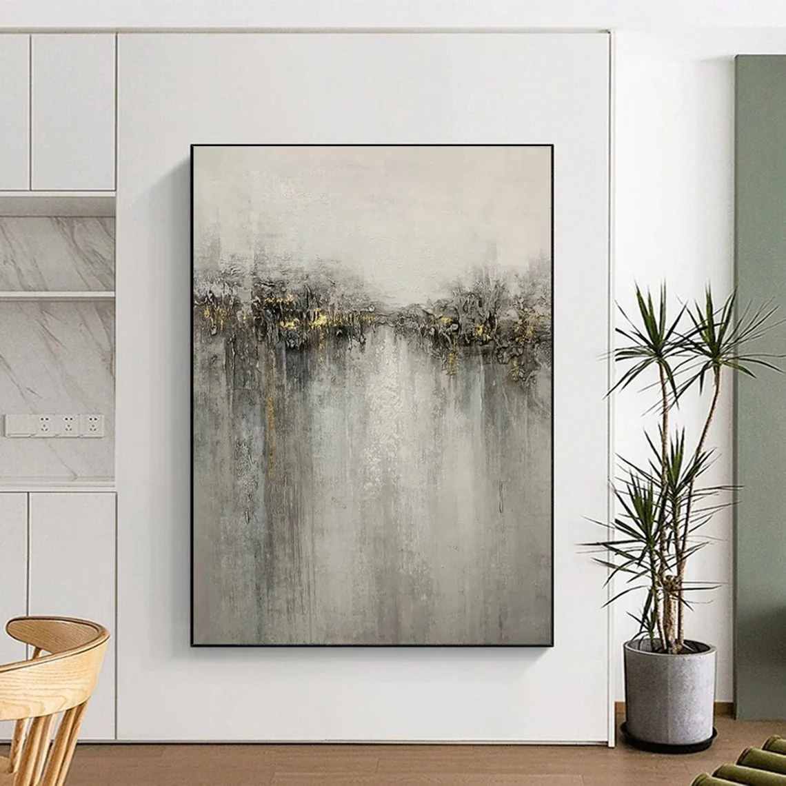 Scenic Gold Contemporary - hand-painted custom canvas art